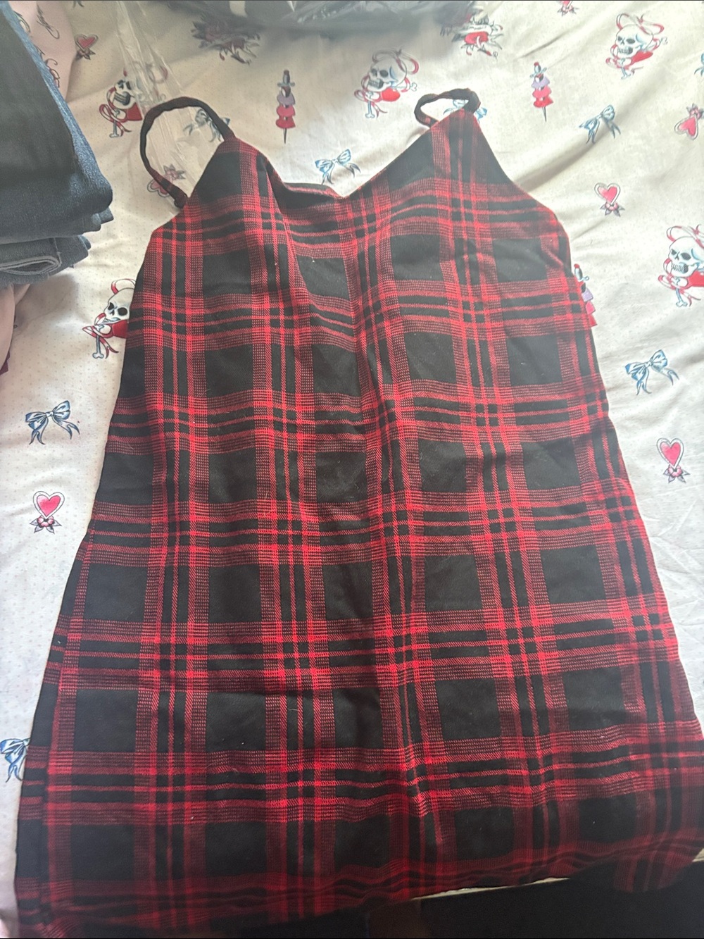 Red and Black Plaid Slip Dress for Kids - Classic Spaghetti Strap Style